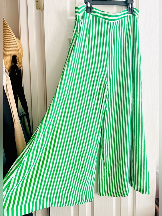 Anthropologie Green and White Striped Wide Leg Pants - Picture 8 of 10